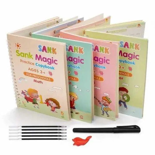 Magic Practice Copybook (4 Books + 10 Refills) | Reusable Handwriting Learning Set